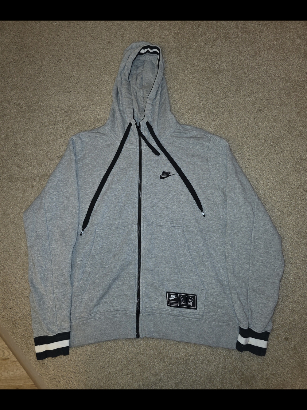 Vintage Nike Air Men’s Large Gray Full-Zip Hoodie Sweatshirt
